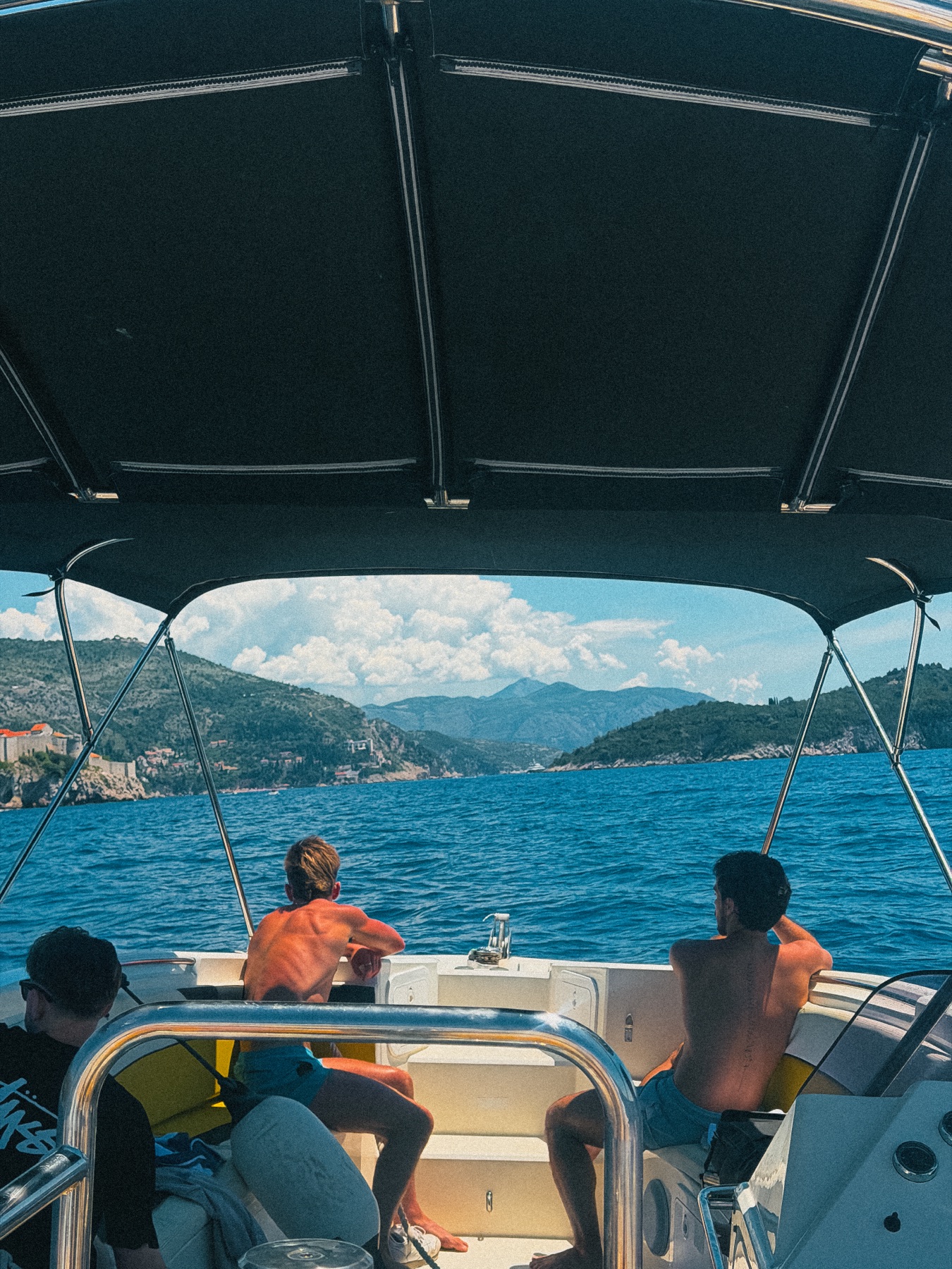 Members together on a boat
